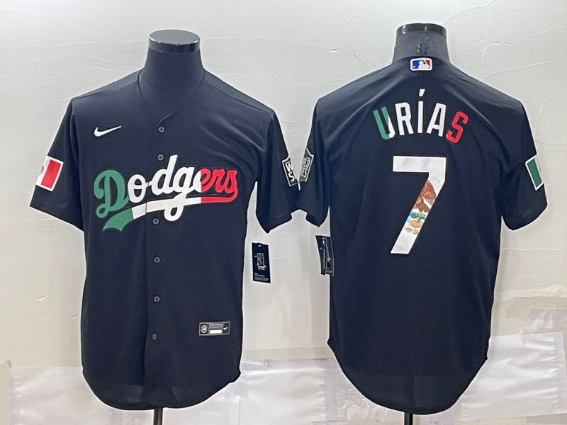 Men's Black Los Angeles Dodgers #7 Julio Urias Mexico Cool Base Stitched Baseball Jersey